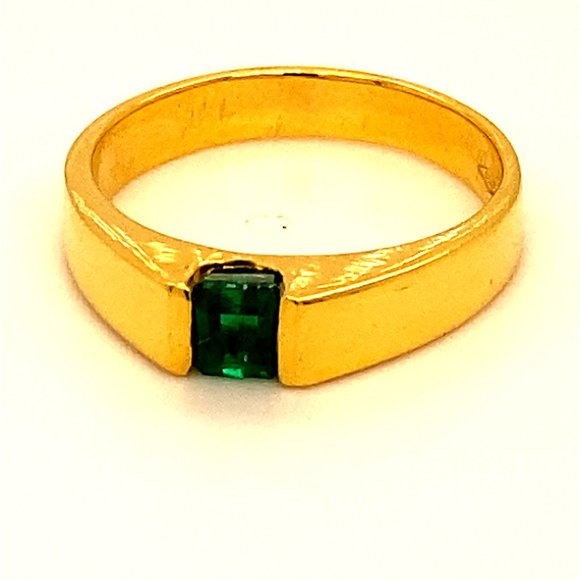 Columbian Emerald .53ct Solid 18K Yellow Gold Ring - Picture 1 of 9